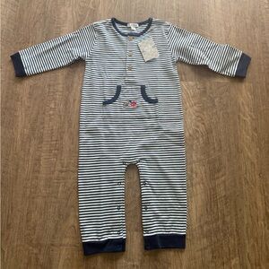 Kissy Kissy Navy & White Striped Long-Sleeve Footie